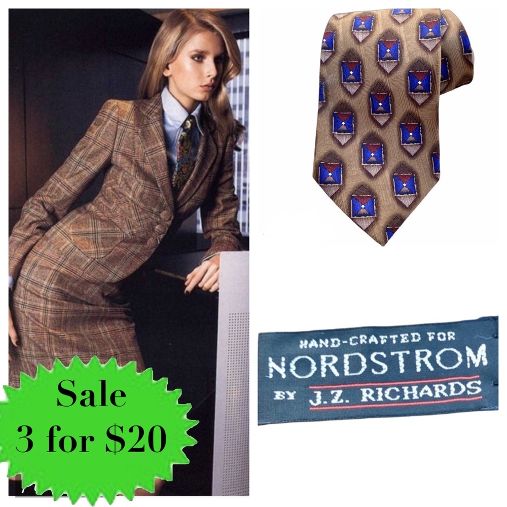 Nordstrom silk necktie men’s tie wide geometric classic power suit J.Z. Richards